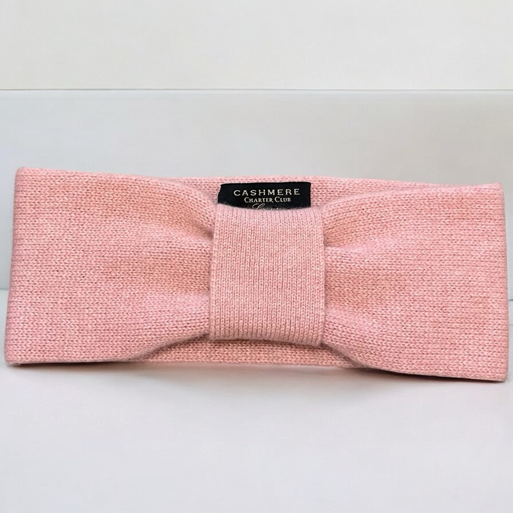 New Charter Club Macy's Luxury Cashmere Knotted Headband EarMuff O/S Rose Soft